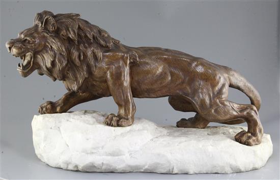 Bartelier. An Art Deco bronze figure of a lion, length 25in. height 15in.